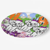 子犬と花 ペーパープレート (アングル)