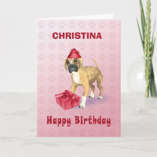 子犬と誕生日カードに名前を追加する カード (正面)