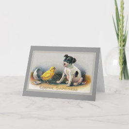 子犬と雛ヴィンテージ復活祭 シーズンカード