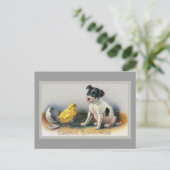 子犬と雛ヴィンテージ復活祭 シーズンポストカード (スタンド正面)