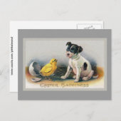子犬と雛ヴィンテージ復活祭 シーズンポストカード (正面/裏面)