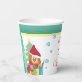 子犬と雪の結晶 紙コップ (正面)