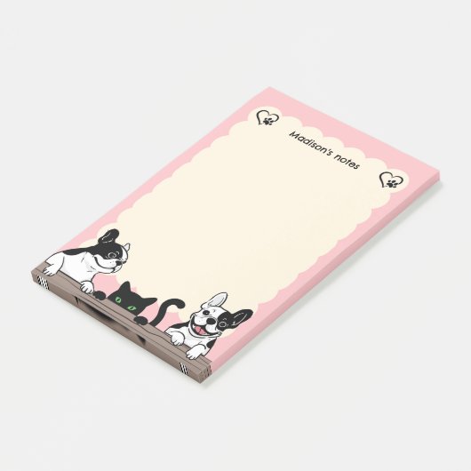 子犬と黒猫 ポストイット (アングル)