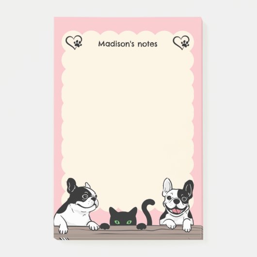 子犬と黒猫 ポストイット (正面)