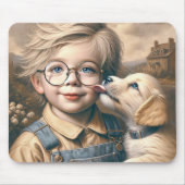 子犬なめリトルボーイ顔 マウスパッド (正面)