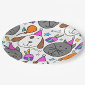 「子犬ねこパーティープレート」 ペーパープレート (アングル)