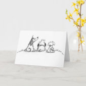 子犬のお尻 カード (黄色い花)