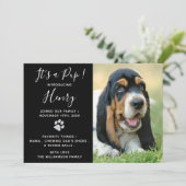 子犬のお知らせ – Black エレガント Newモダン Pet 招待状 (スタンド正面)