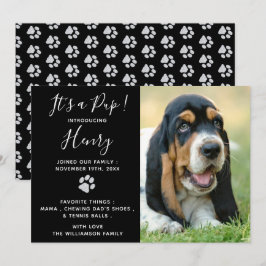 子犬のお知らせ – Black エレガント Newモダン Pet 招待状