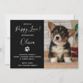 子犬のお知らせ – Black エレガント Newモダン Pet 招待状 (正面)