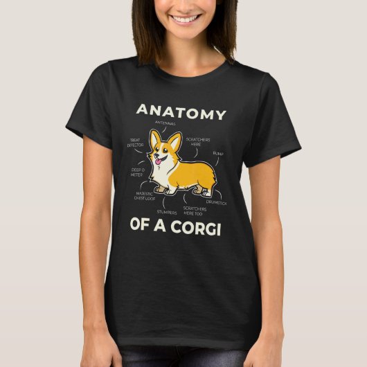 子犬のためのコーギの解剖学 Tシャツ (正面)