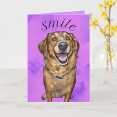 子犬のイラスト入りグリーティングカードで笑顔に カード (黄色い花)
