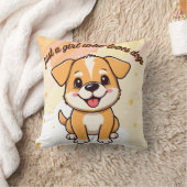 子犬のイラスト入りスロー枕  クッション (ブランケット)