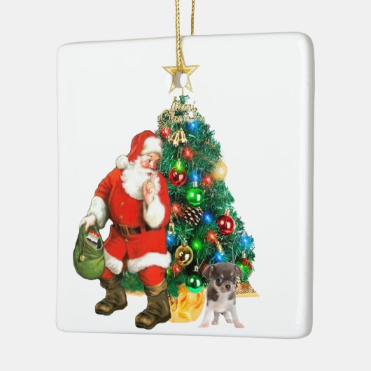 子犬のオーナメントでサンタを発見 セラミックオーナメント (左)