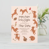 子犬のキスとベビーギグルベビーシャワー 招待状 (スタンド正面)