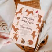 子犬のキスとベビーギグルベビーシャワー 招待状