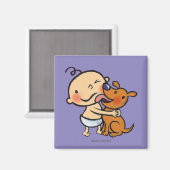 子犬のキスのベビー マグネット (正面/裏面)