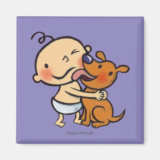 子犬のキスのベビー マグネット (正面)