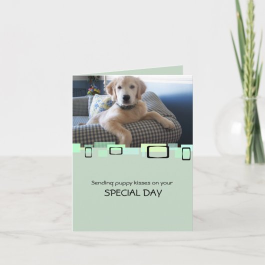 子犬のキスを特別な日に送る カード (正面)