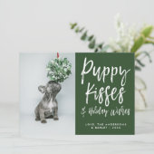 子犬のキスズカワイトパウがペットドッグの写真をプリント シーズンカード (スタンド正面)