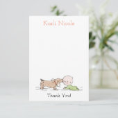 子犬のキスベビーシャワーサンキューカード サンキューカード (スタンド正面)