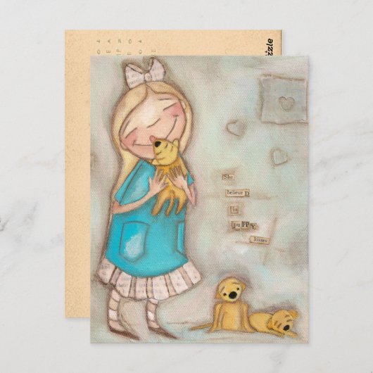 子犬のキス – はがき (正面/裏面)