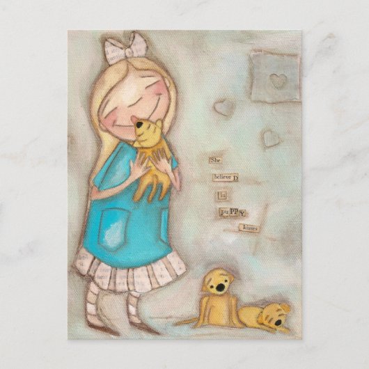 子犬のキス – はがき (正面)