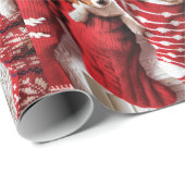 子犬のクリスマスのソックスの包装紙 ラッピングペーパー (ロールコーナー)