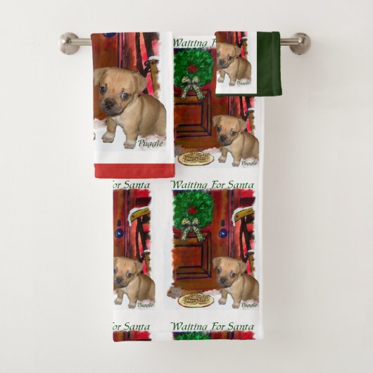 子犬のクリスマスをパグル バスタオルセット (インサイチュ)