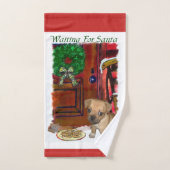 子犬のクリスマスをパグル バスタオルセット (ハンドタオル)