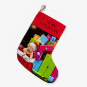 子犬のクリスマスストッキングと名前をカスタムする。 スモールクリスマスストッキング (正面 (吊り時))