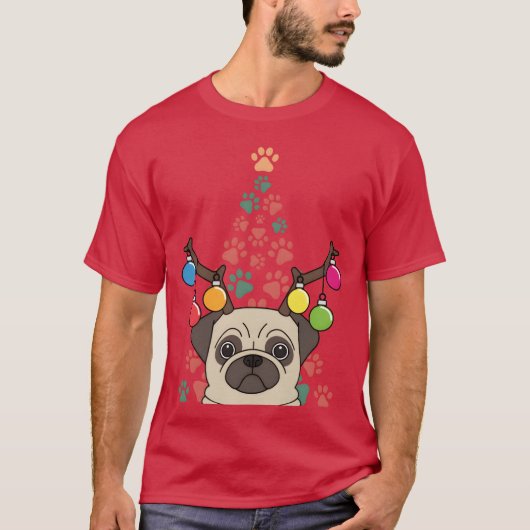 子犬のクリスマスヴィンテージ Tシャツ (正面)