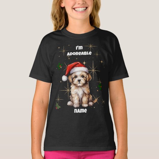 子犬のクリスマスTシャツ Tシャツ (正面)