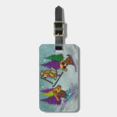 子犬のスキー休暇 ラゲッジタグ (正面縦)