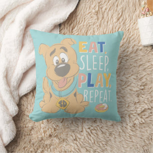 子犬のスクービードゥー食べ「睡眠遊、リピート」 クッション