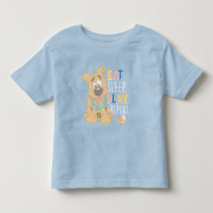 子犬のスクービードゥー食べ「睡眠遊、リピート」 トドラーTシャツ