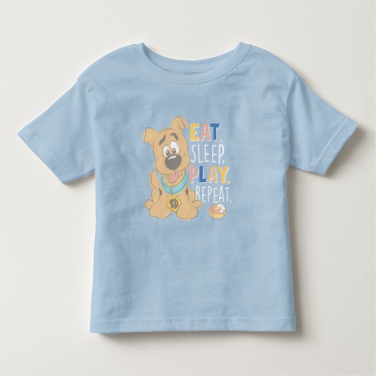 子犬のスクービードゥー食べ「睡眠遊、リピート」 トドラーTシャツ (正面)
