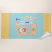 子犬のスクービードゥー食べ「睡眠遊、リピート」 ビーチタオル (正面)