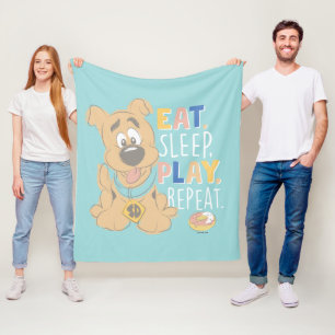 子犬のスクービードゥー食べ「睡眠遊、リピート」 フリースブランケット