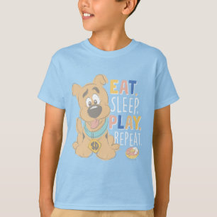 子犬のスクービードゥー食べ「睡眠遊、リピート」 Tシャツ