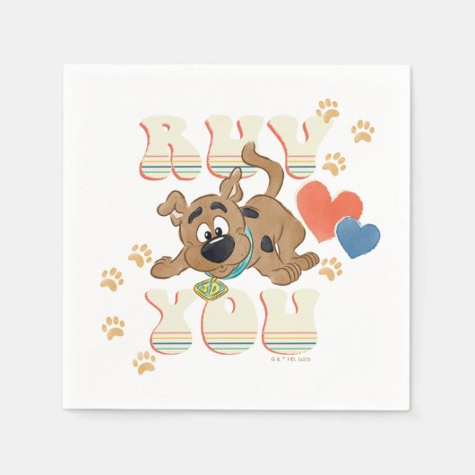 子犬のスクービードゥー"Ruv You" スタンダードカクテルナプキン (正面)