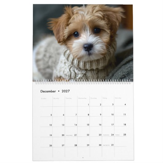 子犬のセーター カレンダー (12月 2027)