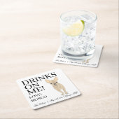 子犬のタン チワワ ウェディング スクエアペーパーコースター (インサイチュ)