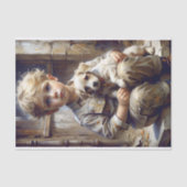 子犬のデコページを持つ少年 薄葉紙 (正面)