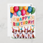 子犬のハッピーバースデー ポストカード (正面/裏面)