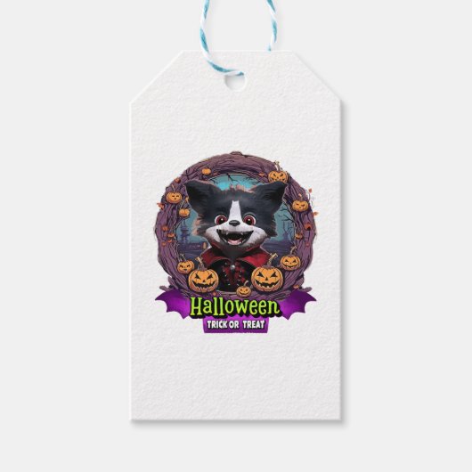 子犬のハロウィン衣装 ギフトタグ (正面)