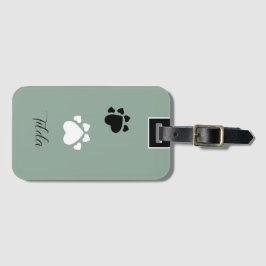 子犬のハートモノグラムの足 ラゲッジタグ