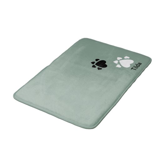 子犬のハート足のパターン白黒 バスマット (アングル)