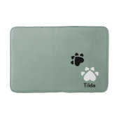 子犬のハート足のパターン白黒 バスマット (正面)