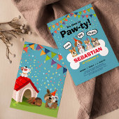 子犬のバースデーパーティ招待状 招待状